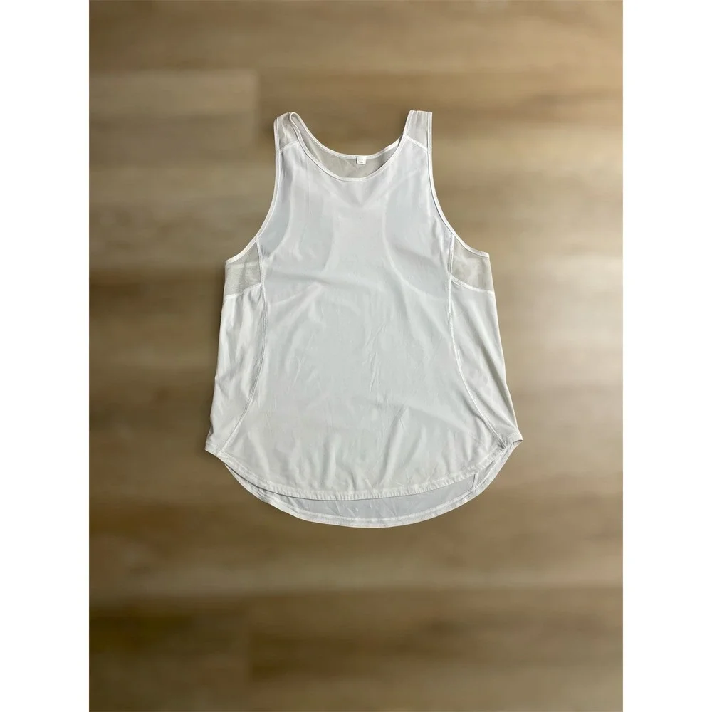 Lululemon Sculpt Tank Top Women 10 White Mesh Racerback Activewear - Picture 2 of 9